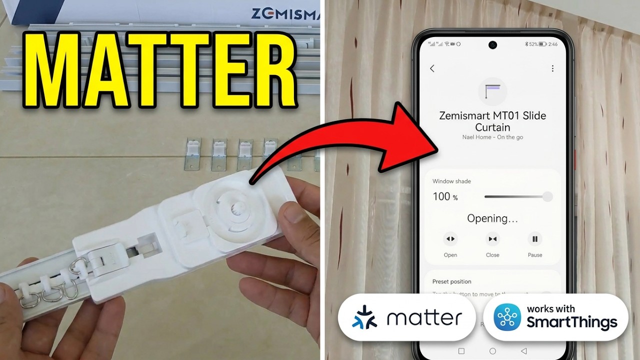 الستائر الذكية - Zemismart Matter Curtain Track
