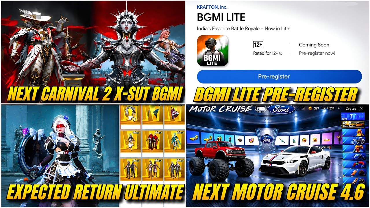 BGMI LITE PRE-REGISTER CONFIRM | 4.6 UPDATE RETURN ULTIMATE SET | NEXT CARNIVAL X-SUT | 4.6 UPDATE 