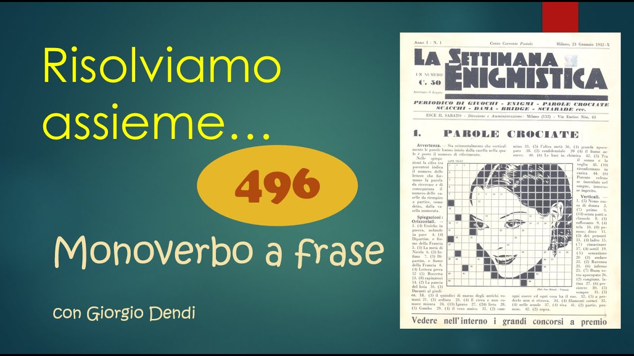Risolviamo con Giorgio Dendi un MONOVERBO A FRASE?