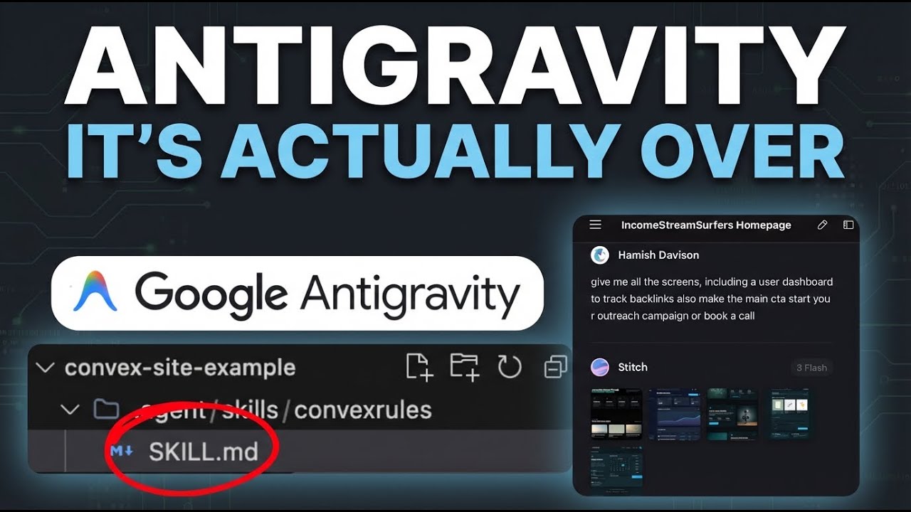 Google Antigravity + Stitch + Convex = Бесплатные полноценные сайты МГНОВЕННО