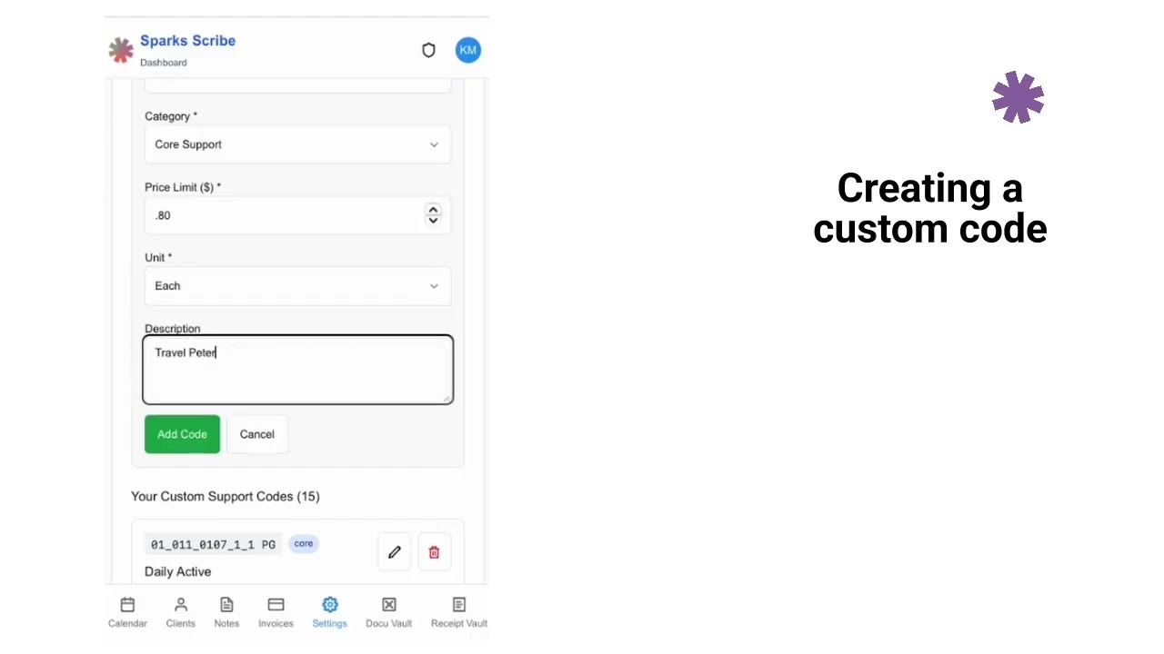 Creating a custom code