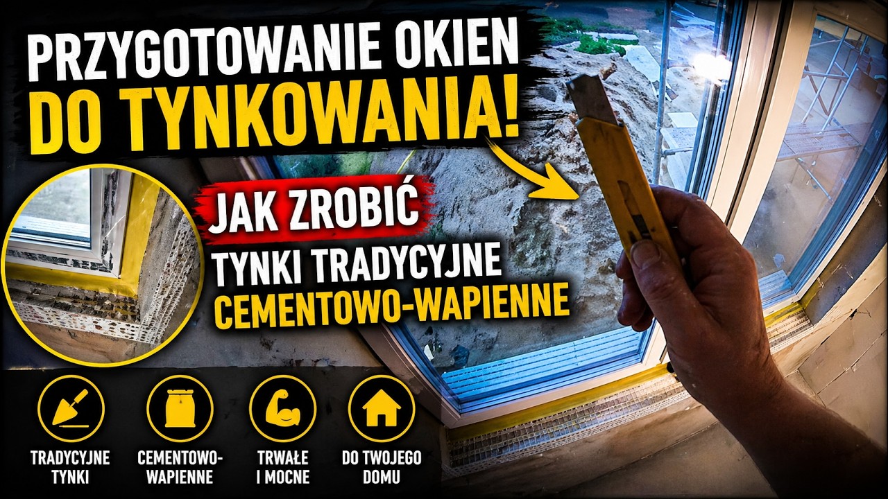 🔴EP.33 Przygotowanie okien do tynkowania .Jak zrobić tynki tradycyjne cementowo wapienne