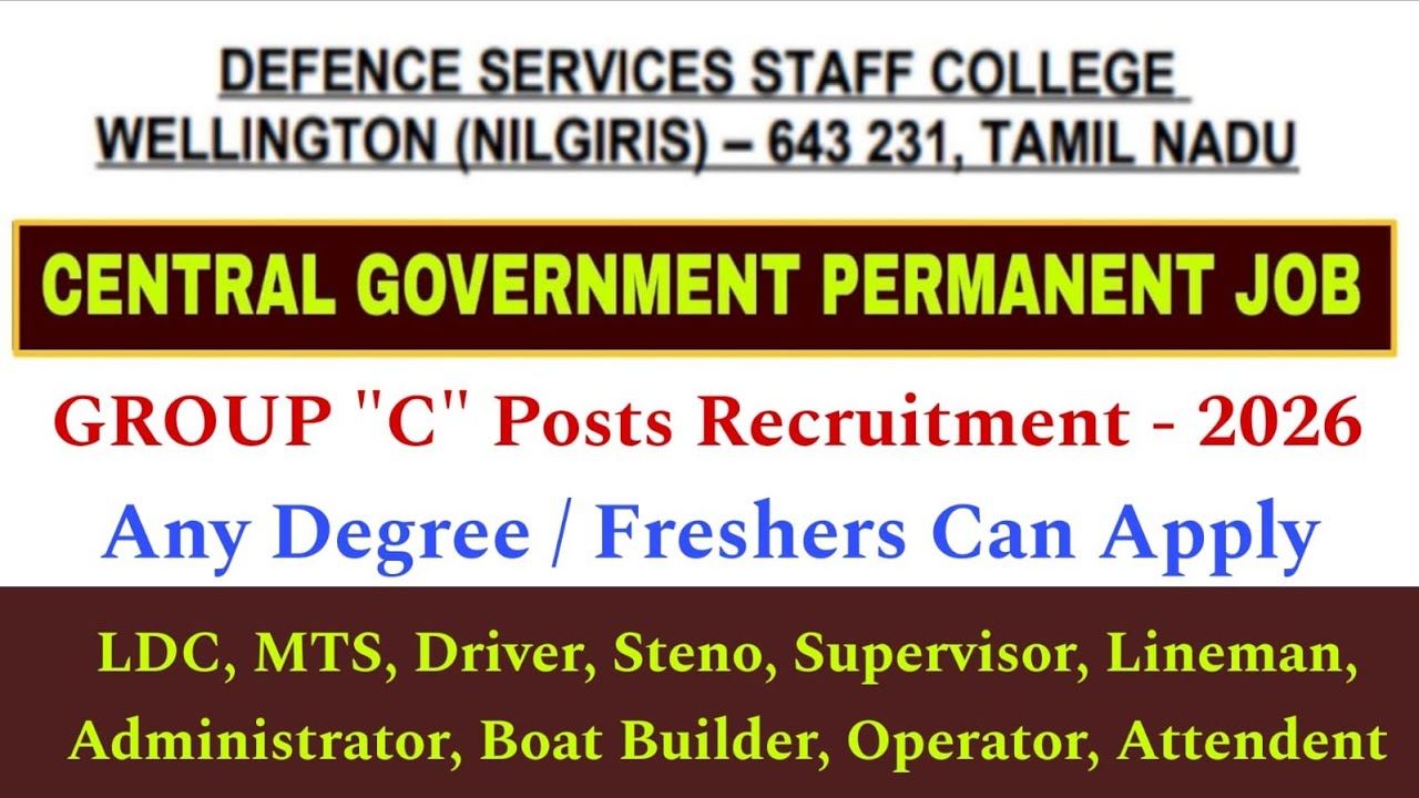 DSSC Wellington Recruitment 2026: Notification Out for 78 Group C Vacancies #dssc #wellington