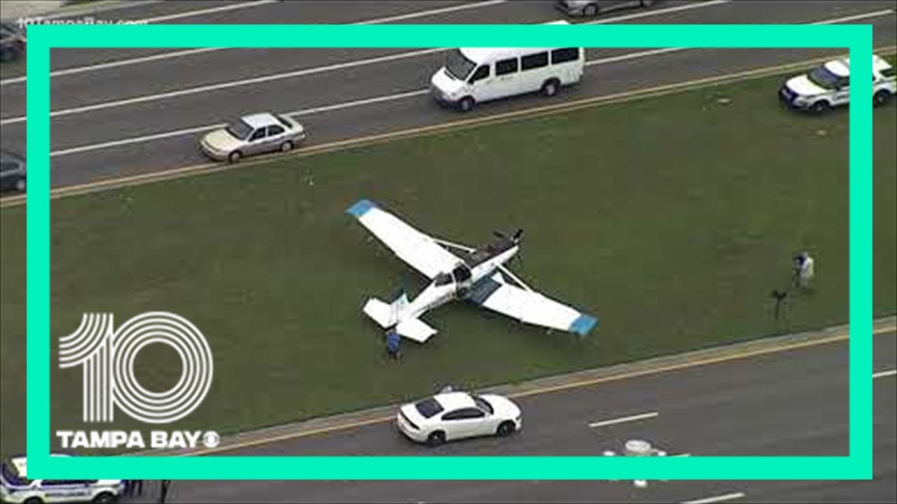 Plane lands on Tampa median: Live aerials of Bruce B. Downs near I-75