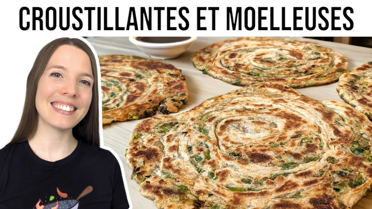 CRÊPES CHINOISES AUX OIGNONS VERTS (DIM SUM) - CHINESE SCALLION PANCAKES - HOP DANS LE WOK!