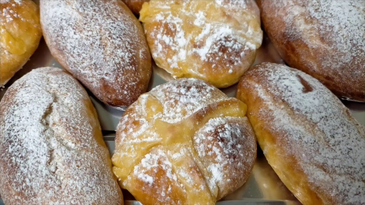 فطائر رائعة وسهلة محشية بالكريمة bollitos de leche rellenos con crema pastelera casera