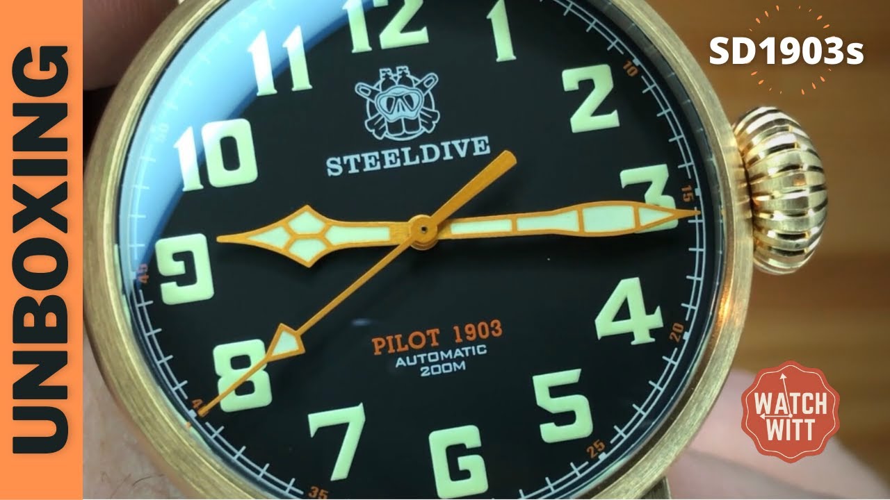 Часы-пилот из бронзы CuSn8 | Распаковка STEELDIVE SD1903s