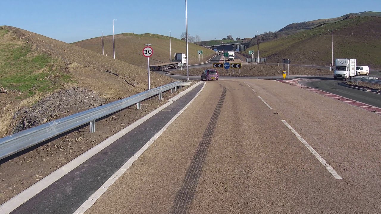 Newtown, Powys, Wales, UK. Bypass opened the previous day. Road Construction