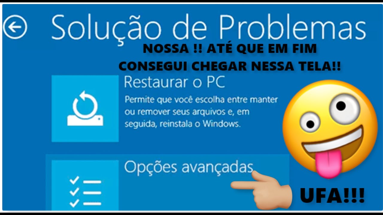 COMO FAZER PRA CHEGAR NA TELA DE SOLUÇÕES DE PROBLEMAS PRA RESOLVER ERROS DE TELA AZUL