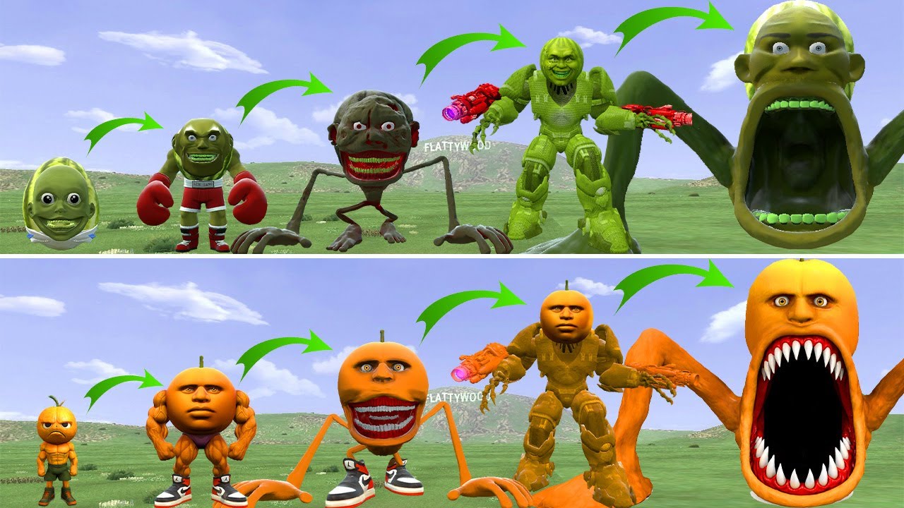 YES YES: ALL THE NEW EVOLUTIONARY FORMS OF THE LINGANG MELON FAMILY VS THE ODINDINDUN FAMILY IN GMOD