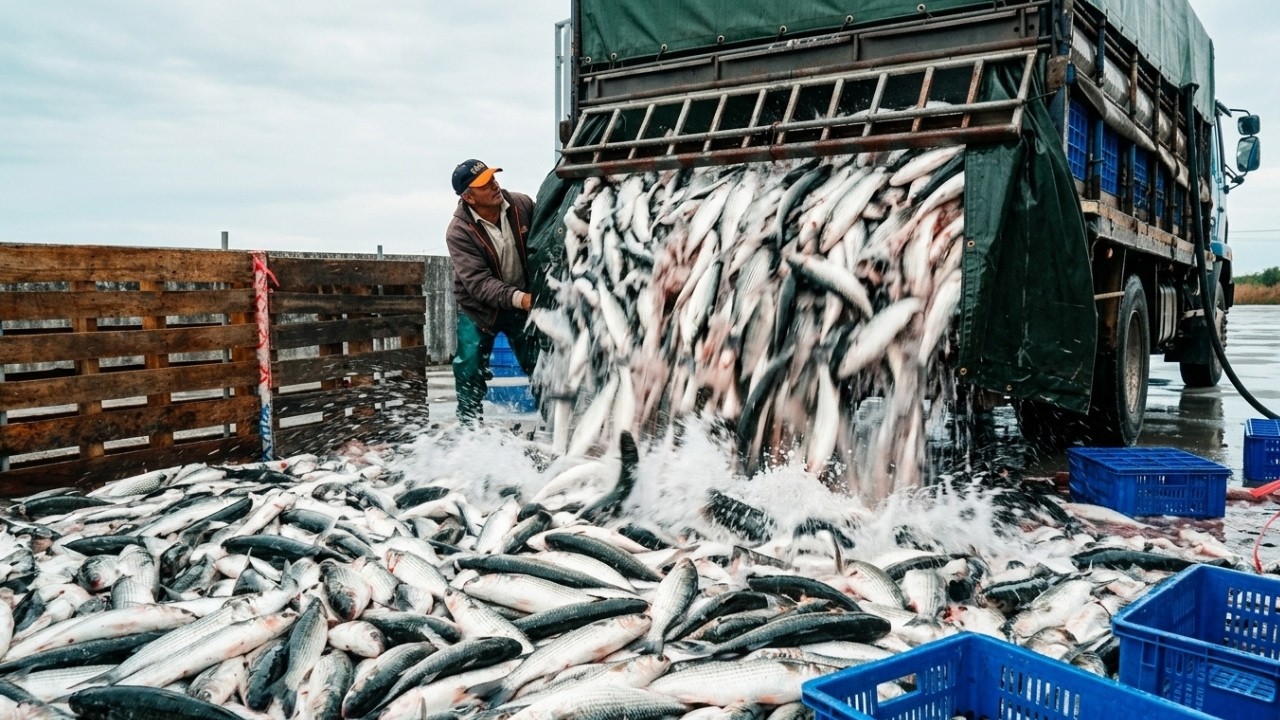 Fish Waterfall! A Truck Dumped THOUSANDS of Fish in Seconds