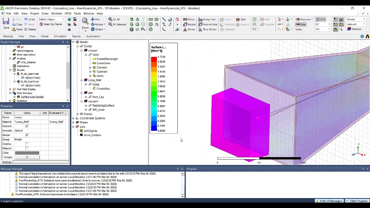 Calculate Power Loss in Metal and Dielectric using Ansys HFSS