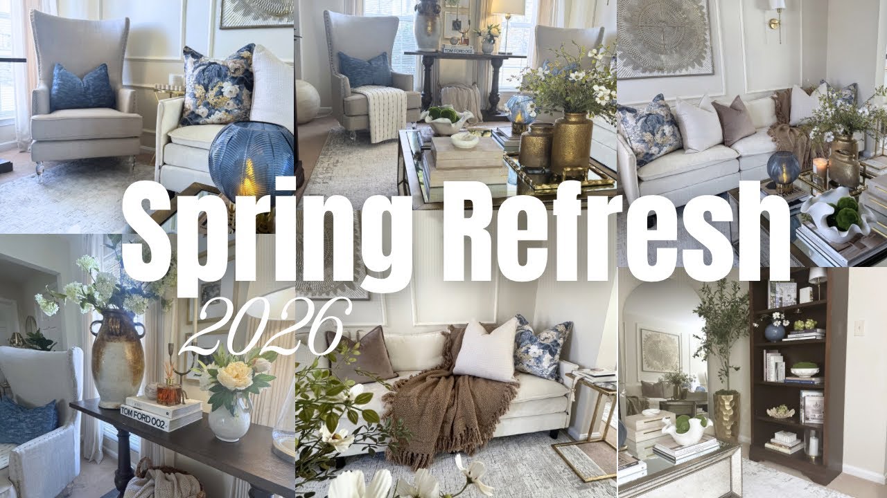 Early Spring Living Room Refresh | Cozy & Luxury Blue Decor Ideas #Spring #InteriorDesign #trending 