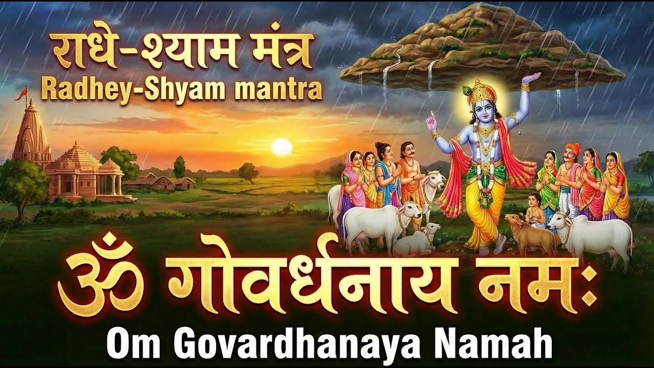 ॐ गोवर्धनाय नमः| Om Govardhnay Namah| Powerful Krishna Mantra कृष्ण मंत्र | Govardhan Divine Scape