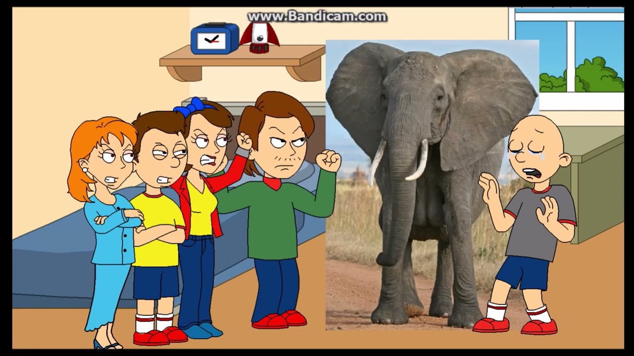 Classic Caillou Brings An Elephant Home\Grounded\Returns the Elephant Back to the Zoo (Unity Video)