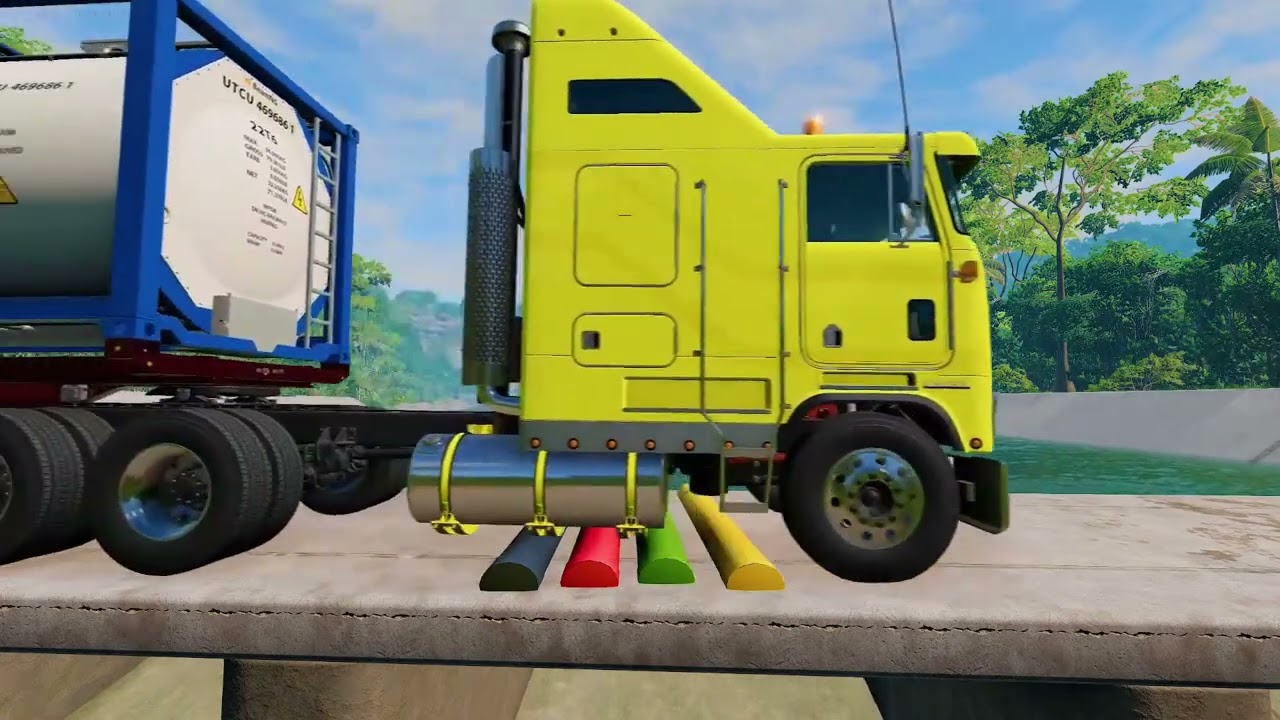 SpinTires: MudRunner GamePlay | Truck vs Extreme Broken Road with Speed Bumps | #mudrunner
