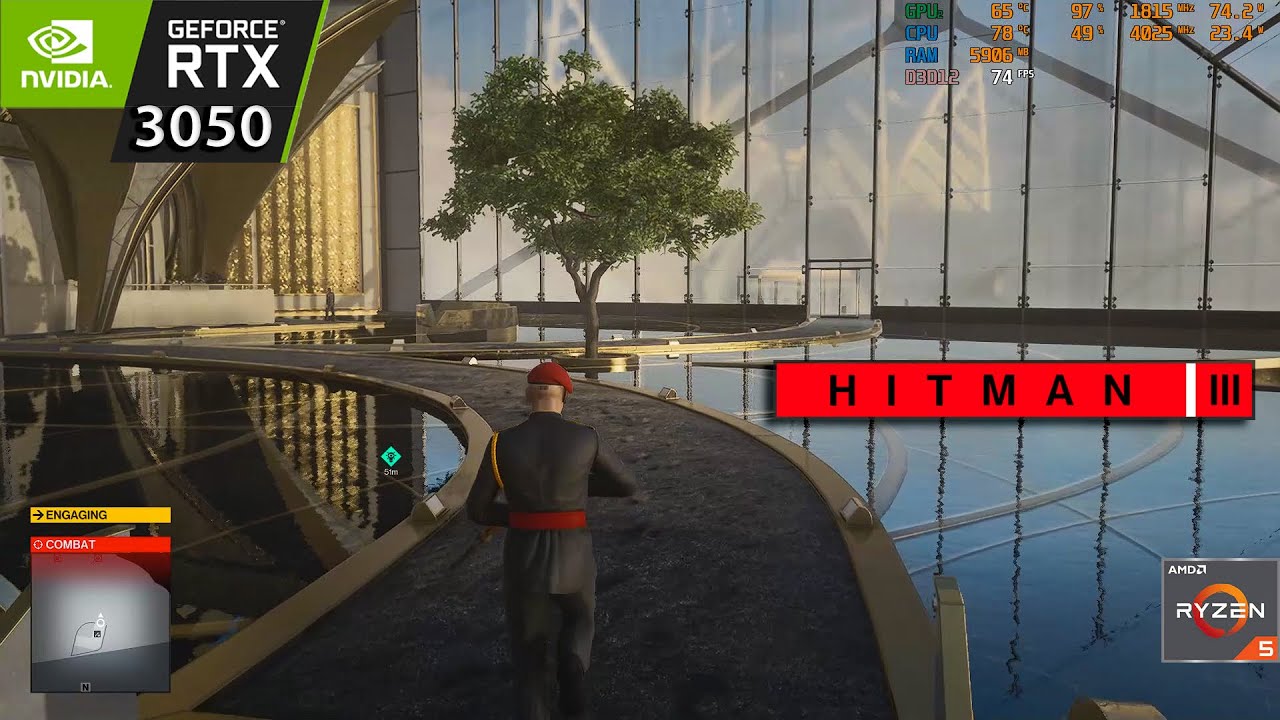 HITMAN 3 on RTX 3050 laptop 75W + Ryzen 5 5600h : All Graphics Settings