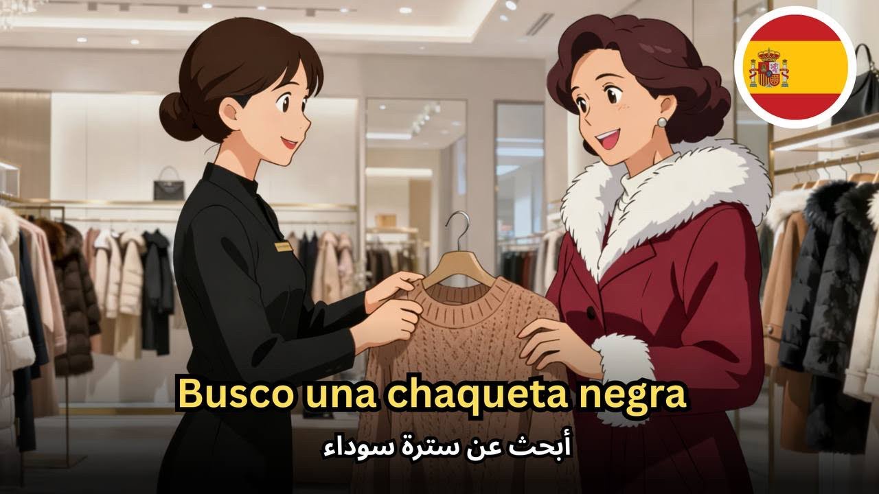 ابدأ بفهم الإسبانية بسهولة وسرعة | حوار شراء الملابس في متجر 🛍️🇪🇸