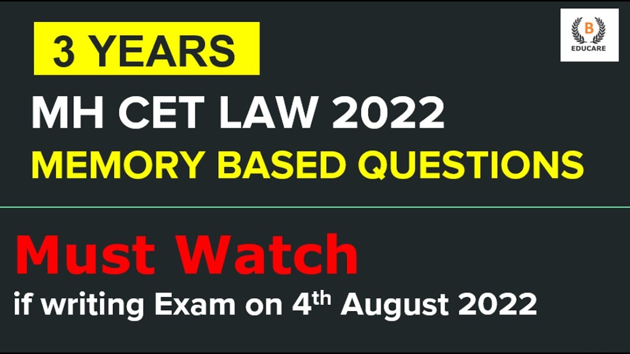 Memory Based CET Paper Questions | Actual 3 Year Maharashtra CET LAW 2022 questions