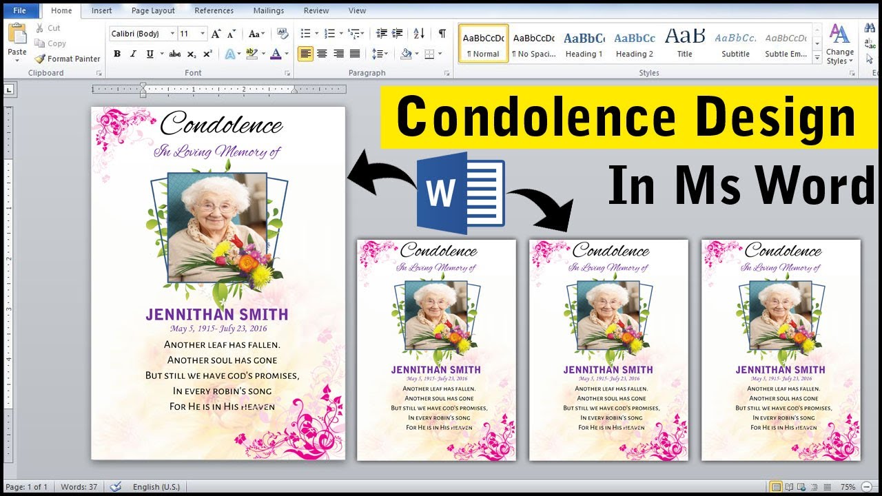 How to make Condolence Design in Microsoft Office word 2020 Tutorial | Designs Condolence in ms word