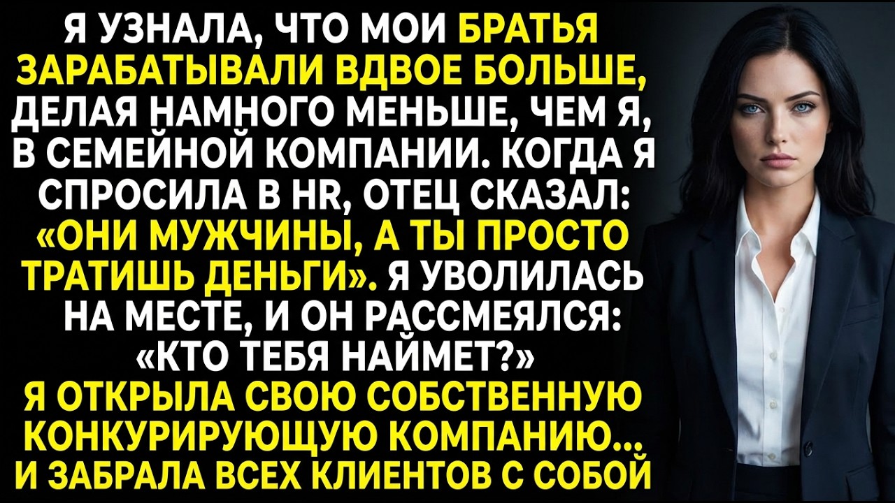Мой отец оправдал, что моим братьям платят больше — я уволилась, и он сразу пожалел об этом