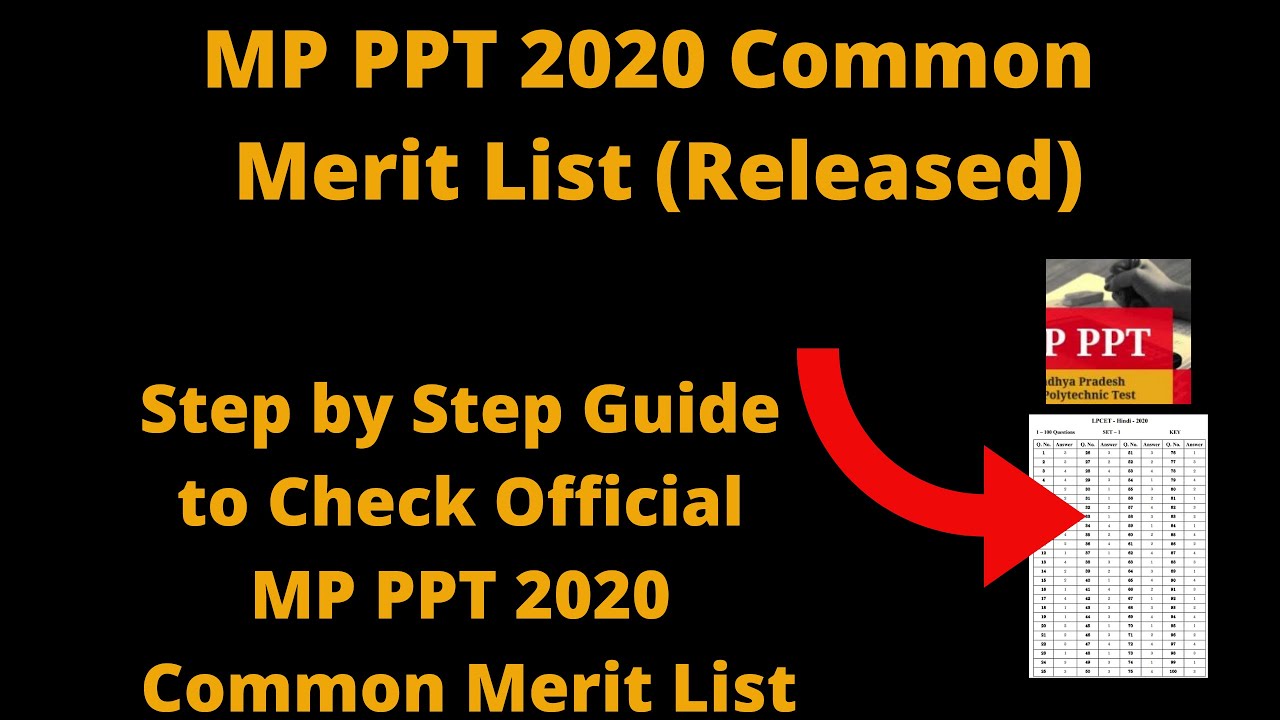 MP PPT 2020 Common Merit List (Released)-How to Check MP PPT 2020 (MP Polytechnic) Common Merit List