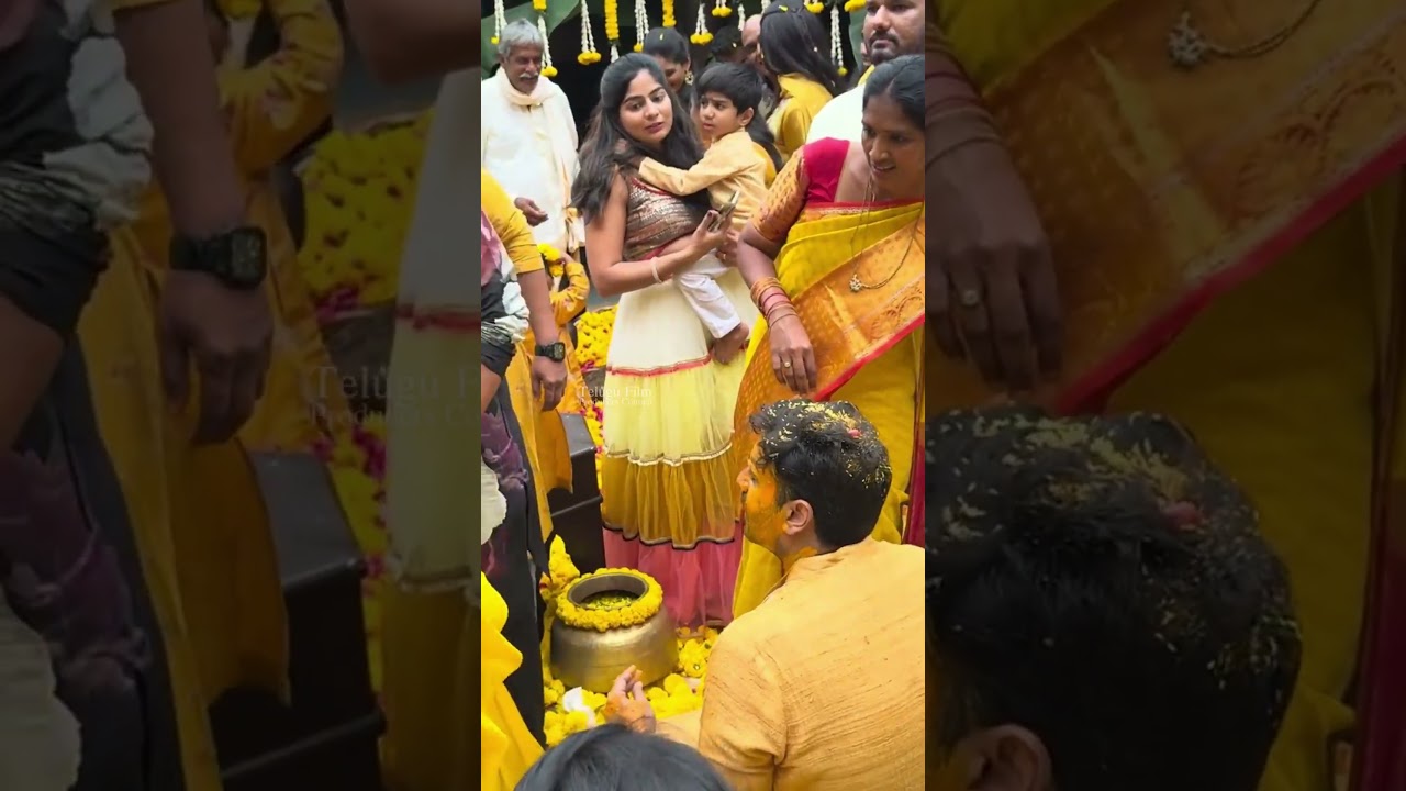 Actor #sreevishnu Wife Lakshmi At #nararohith #sirilella haldi function #shorts