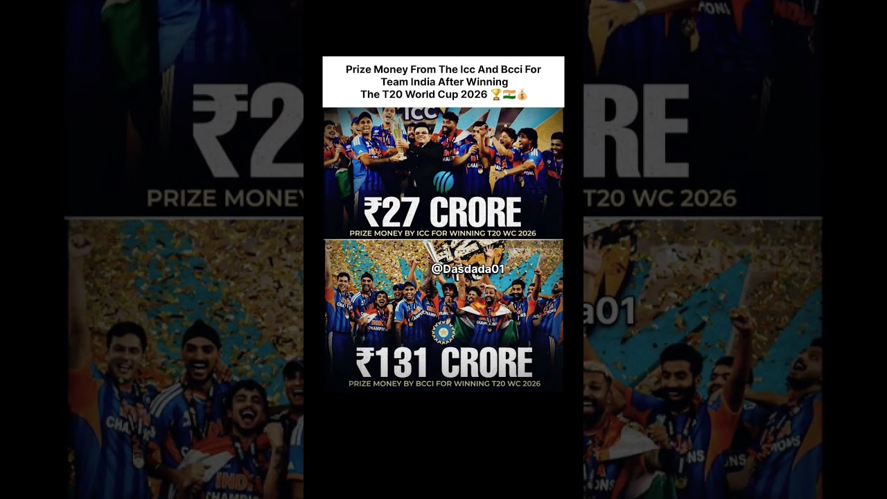Prize Money From The ICC And BCCI For Team India After Winning The T20 World Cup 2026 🏆🇮🇳💰#teamindia
