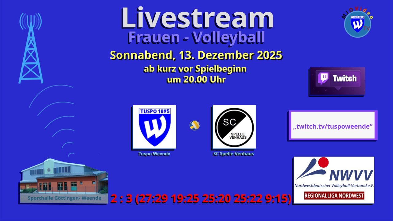 Tuspo Weende nimmt am 13.12.2025 dem Tabellenführer einen Punkt ab