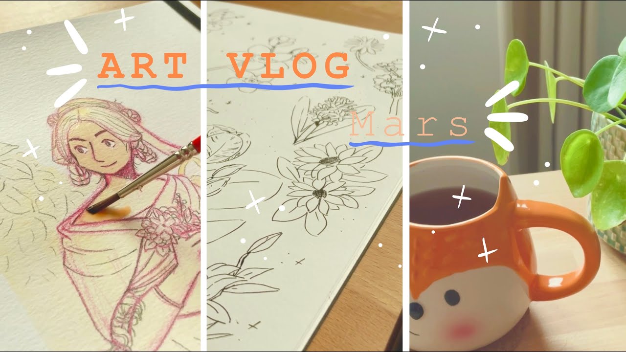 Art Vlog - Carnet de croquis, illustrations personnalisées et Printemps🌼✨