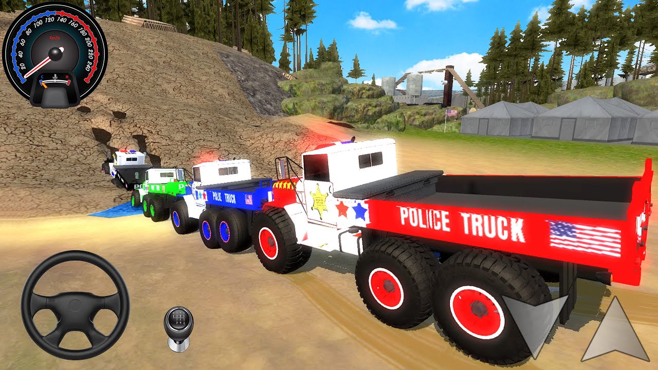 Juegos De Carros - Transporting US Police Monster Trucks #2 - Car Extreme Racing Android [Gameplay]