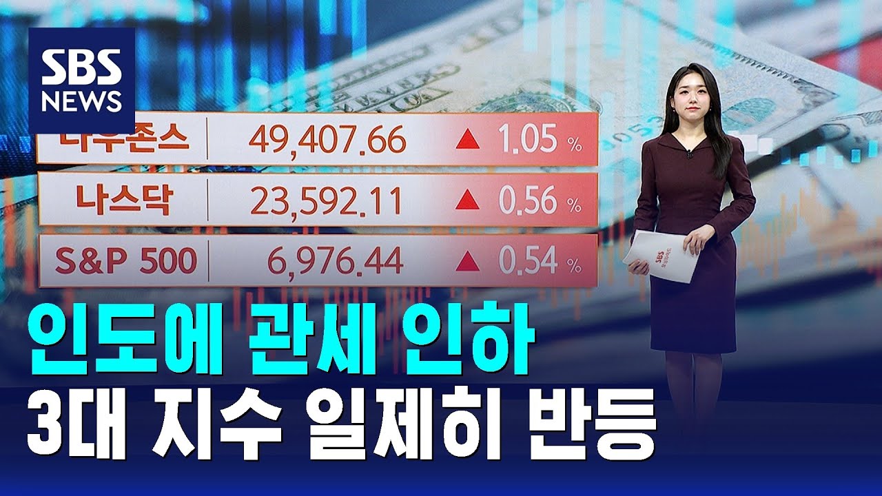 인도에 관세 인하…3대 지수 일제히 반등 / SBS / 뉴욕증시