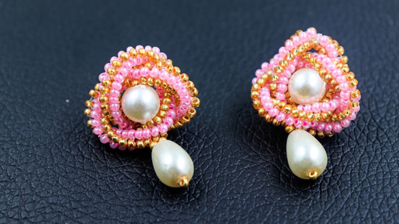 How To Make Beaded Earrings//Beaded Stud Earrings//Simple & Easy Earrings Making//Beaded Jewelry