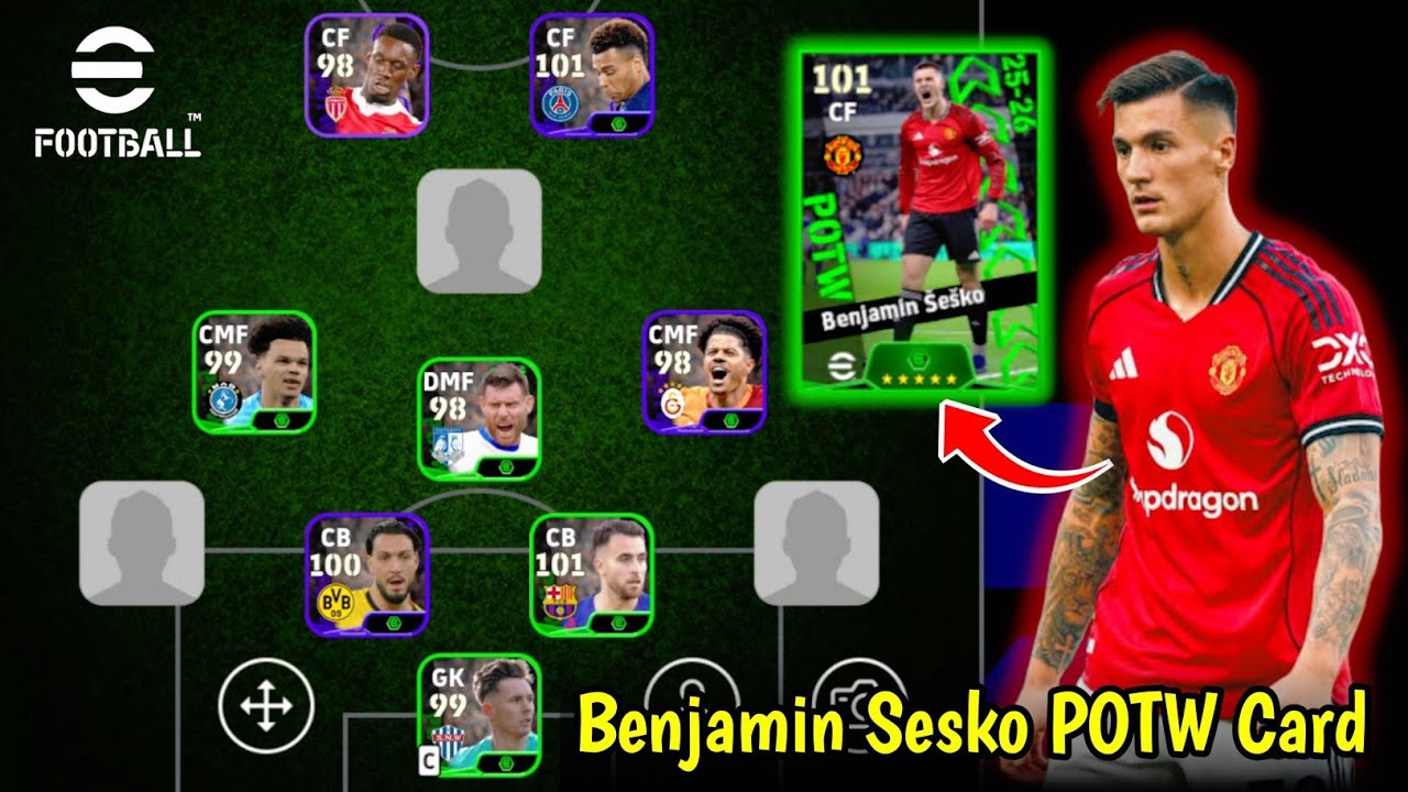 101 POTW Sesko!! 🎁🥳 X4 101 Rated Player Rewards! Pack Opening Efootball 2026 Mobile | POTW Squad 🔥