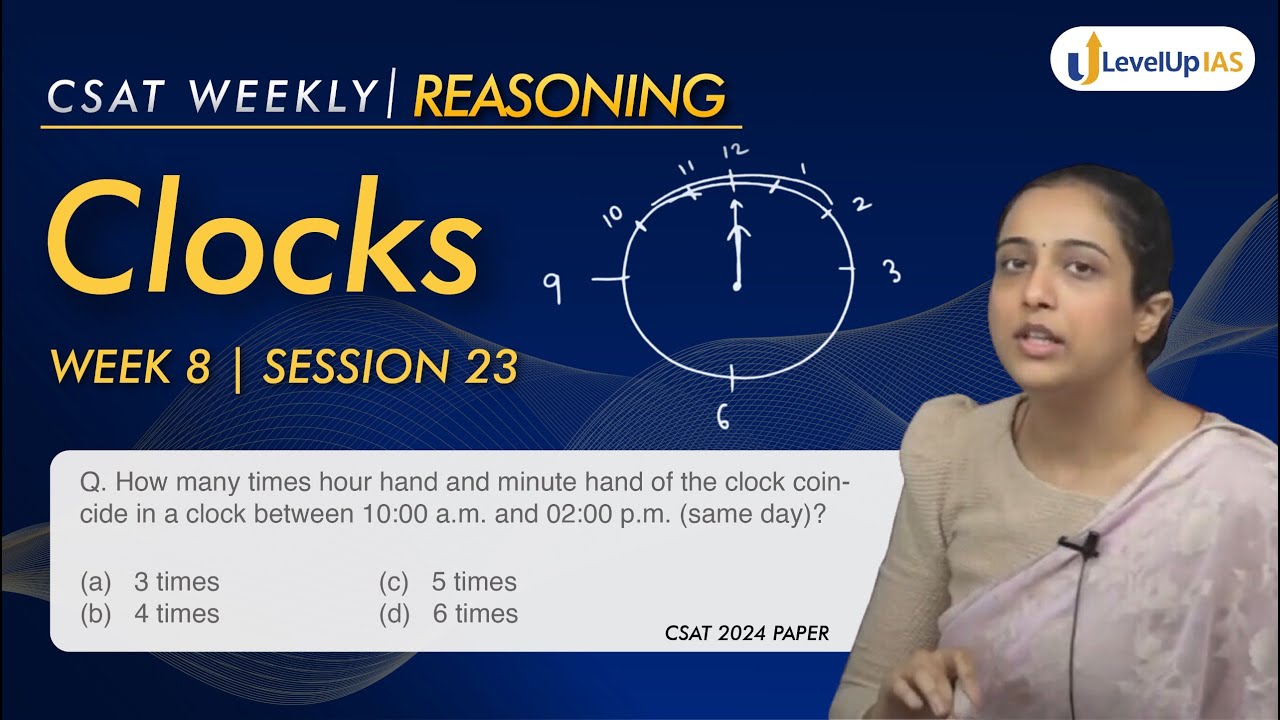 Lecture 23 CSAT Weekly PYQ Series: Reasoning - Clocks #levelupias #csat
