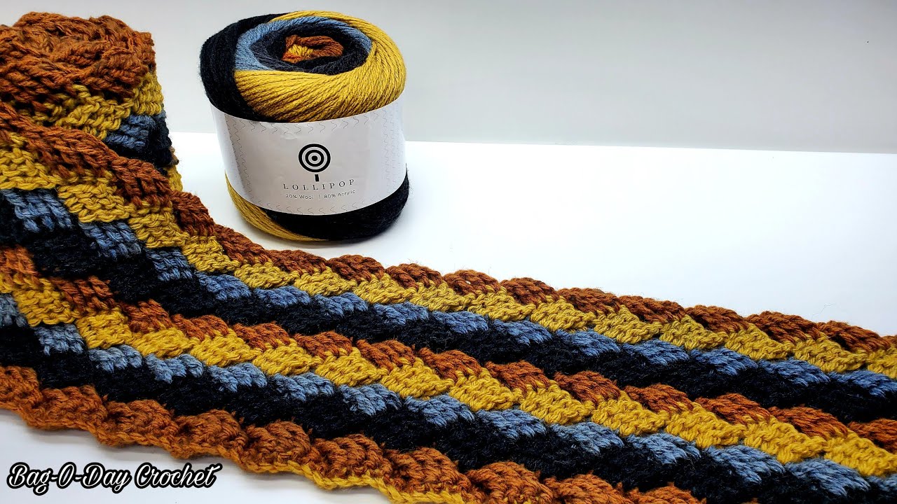 Crochet scarf - Unisex scarf | Bag O Day Free Crochet Tutorial #661 Subtitles available