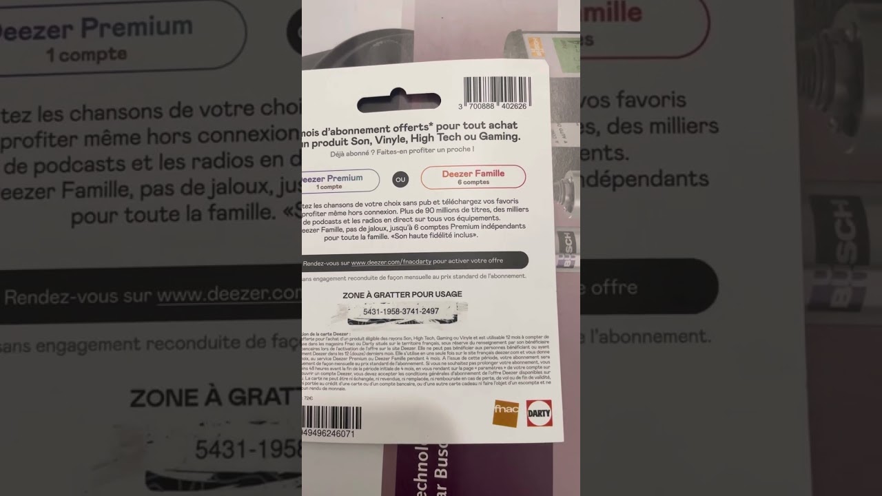 Activer son abonnement Deezer fnac/Darty