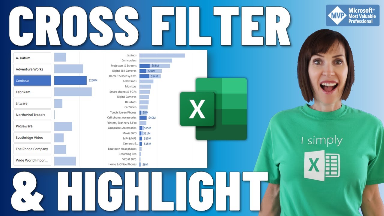 Cross Filter and Highlight Excel Charts like Power BI