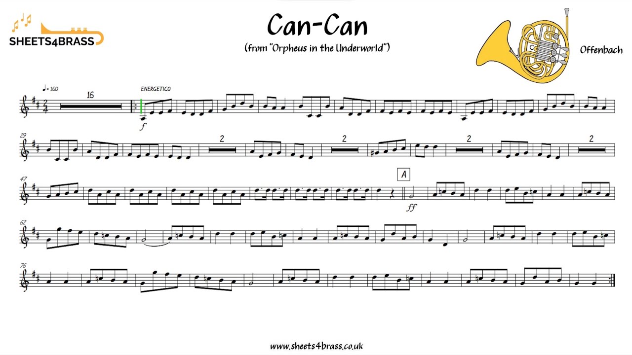 Can Can | French Horn Solo with Sheet Music and Play Along
