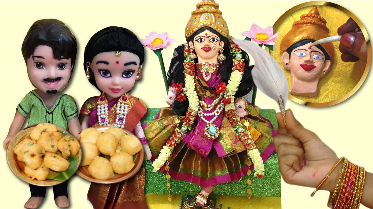 Miniature Varalakshmi vratham I Quick & easy Alankaram & Saree draping I Easy making Varalaxmi Face