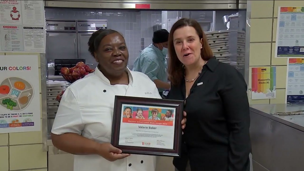 NYC school cafeteria worker honored for decades of service