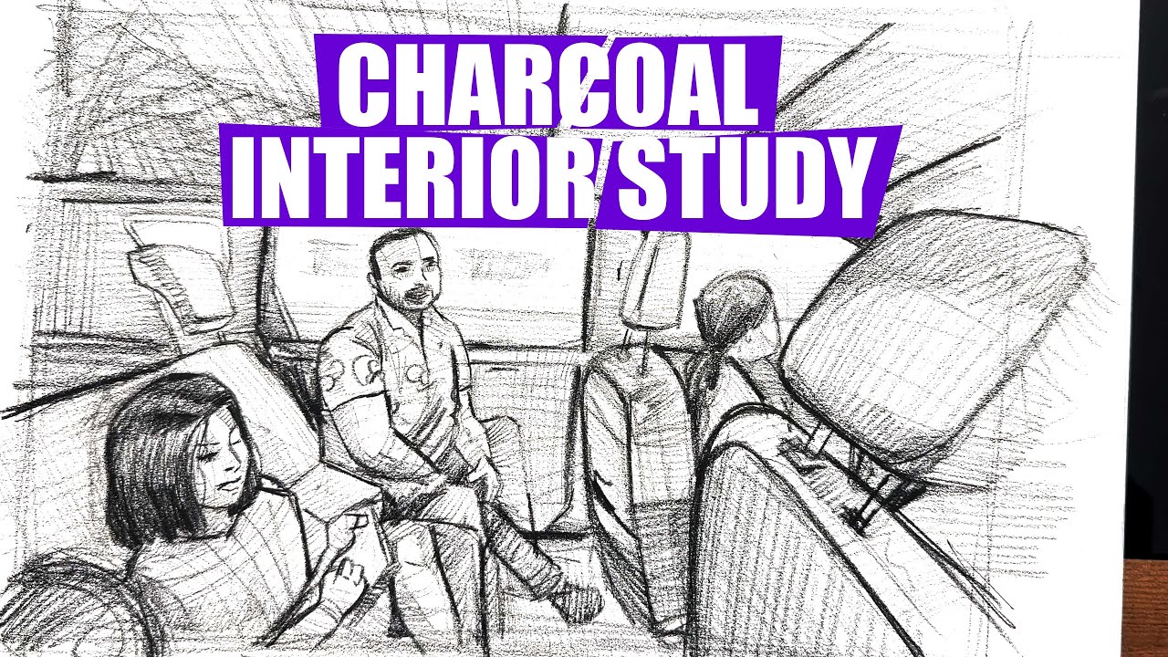 How we can draw a scene of interior of a car