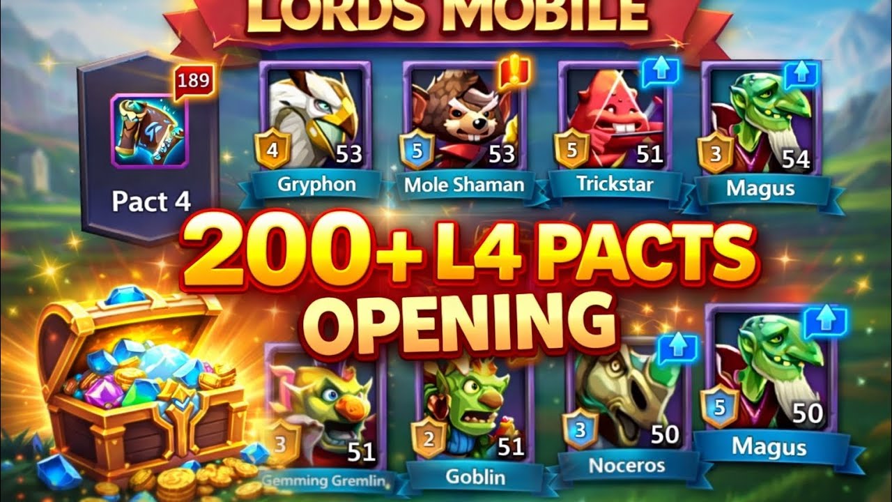 I OPENED 200+ PACT 4 IN LORDS MOBILE 😳 UNBELIEVABLE LUCK | 200+ L4 PACT OPENING 🔥 CRAZY MONSTERHOLD 