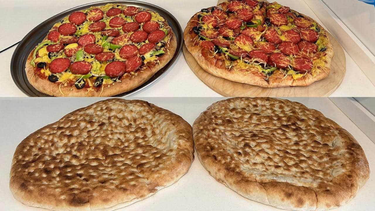 6 Nisan 2025❤️Xəmir qatmadan döymə ləzgi çörəyinin üstündə pizza resepti💯👍🍕🥰