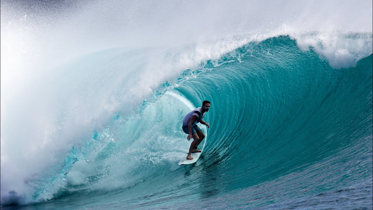 Surfing Scar Reef Sumbawa Indonesia.