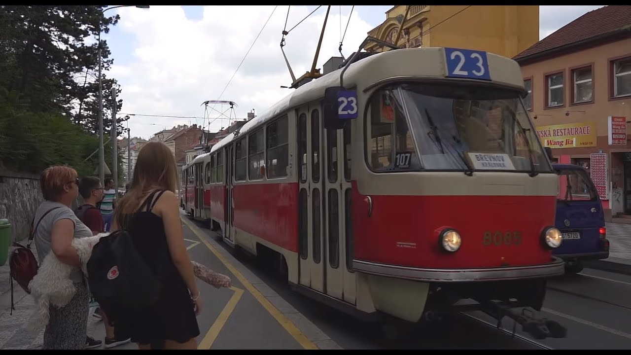 Czech Republic, Prague, tram ride from Krymská to Národní třída