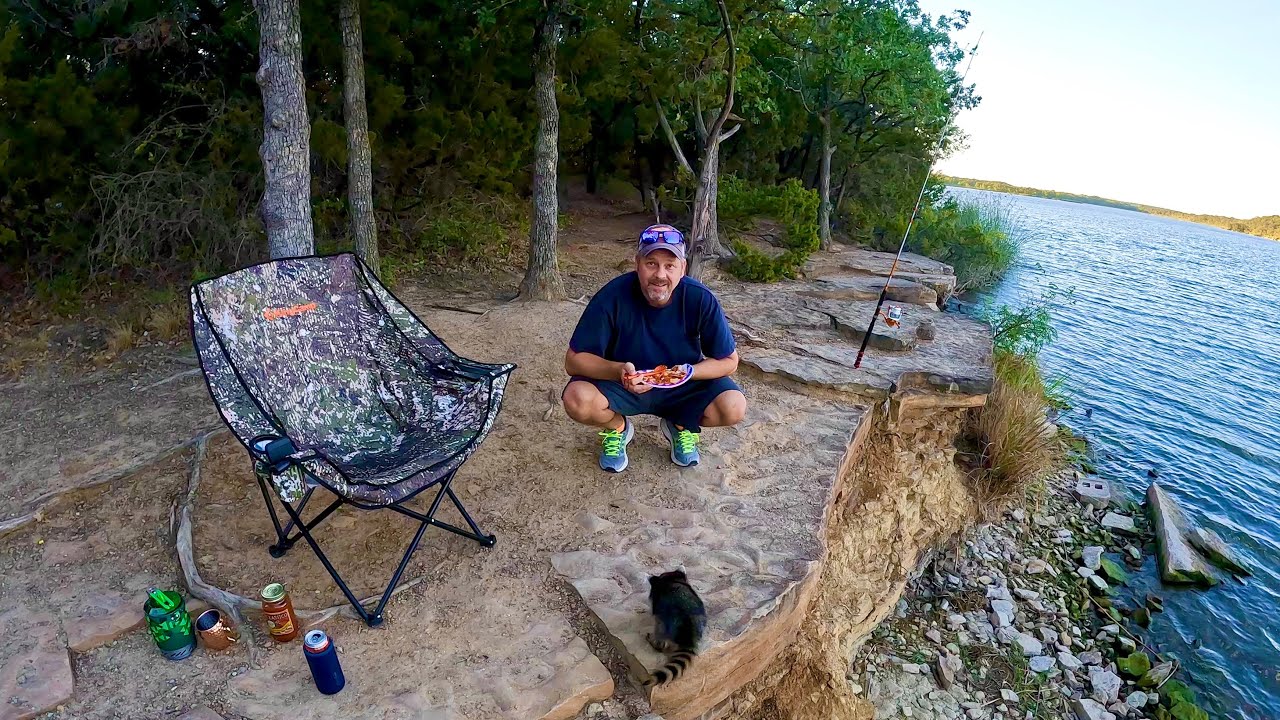 Sharing my dinner with an orphaned RACOON!  Solo Truck Camping!!