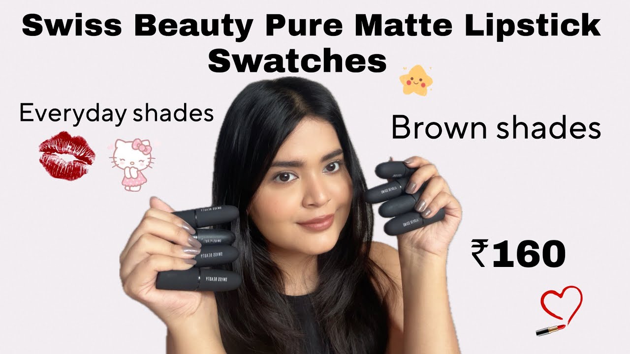 Swiss Beauty Pure Matte Lipstick Swatches 💄💋 #lipstickshade #lipstickswatch #swissbeauty #lipsticks