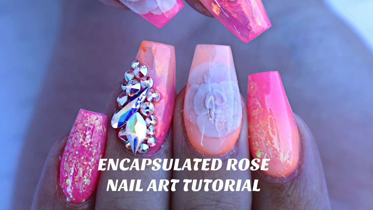 HOW TO: ENCAPSULATED NAIL ROSE & NEON OMBRE / MERMAID MYLAR nail art tutorial