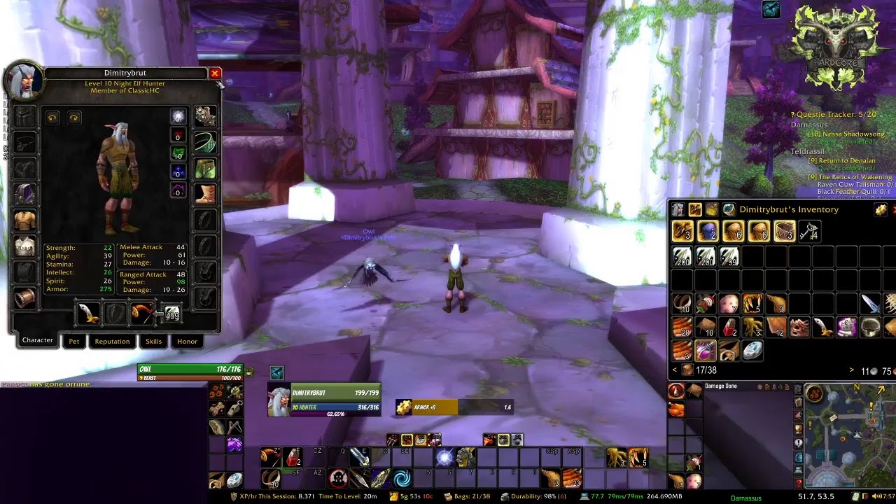 Ep. 1 Classic WoW PERMADEATH (Night Elf Hunter) Death = Delete